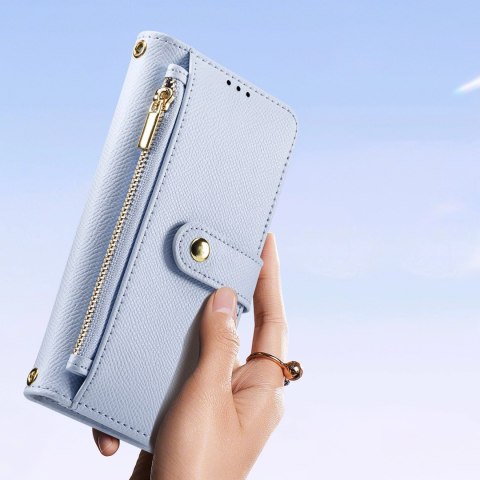 Etui skórzane Dux Ducis Lawa na Samsung Galaxy S25+ z odłączanym portfelem magnetycznym - niebieskie Etui skórzane Dux Ducis Lawa na Samsung Galaxy S25+ z odłączanym portfelem magnetycznym - niebieskie