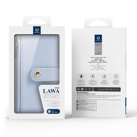 Etui skórzane Dux Ducis Lawa na Samsung Galaxy S25+ z odłączanym portfelem magnetycznym - niebieskie Etui skórzane Dux Ducis Lawa na Samsung Galaxy S25+ z odłączanym portfelem magnetycznym - niebieskie