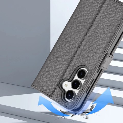 Etui skórzane Dux Ducis Lawa na Samsung Galaxy S25 z odłączanym portfelem magnetycznym - szare Etui skórzane Dux Ducis Lawa na Samsung Galaxy S25 z odłączanym portfelem magnetycznym - szare