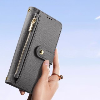 Etui skórzane Dux Ducis Lawa na Samsung Galaxy S25+ z odłączanym portfelem magnetycznym - szare