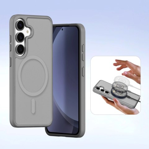 Etui skórzane Dux Ducis Lawa na Samsung Galaxy S25+ z odłączanym portfelem magnetycznym - szare Etui skórzane Dux Ducis Lawa na Samsung Galaxy S25+ z odłączanym portfelem magnetycznym - szare