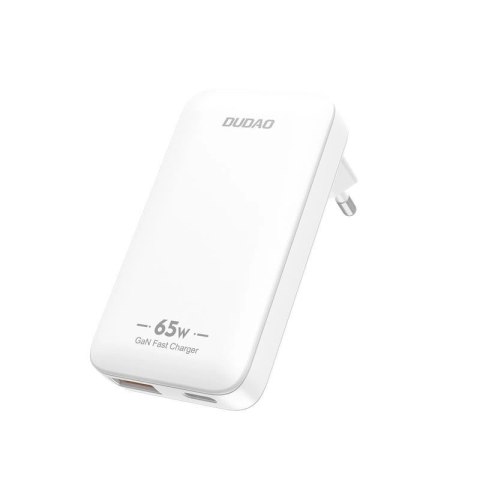 Ładowarka sieciowa podróżna GaN Dudao A65Q 65W USB-A / USB-C PD ultracienka EU / US - biała Ładowarka sieciowa podróżna GaN Dudao A65Q 65W USB-A / USB-C PD ultracienka EU / US - biała
