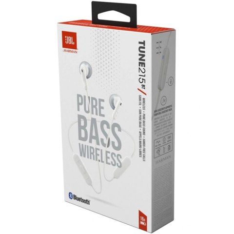 Słuchawki bezprzewodowe JBL Tune 215BT douszne - białe Słuchawki bezprzewodowe JBL Tune 215BT douszne - białe