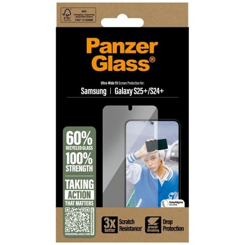 Szkło hartowane PanzerGlass Ultra-Wide Fit do Samsung Galaxy S25+ Szkło hartowane PanzerGlass Ultra-Wide Fit do Samsung Galaxy S25+