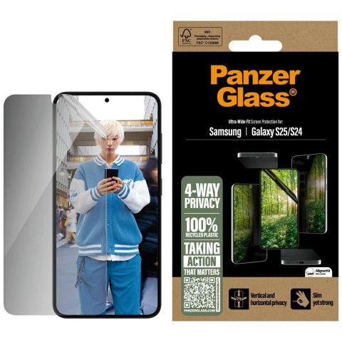Szkło prywatyzujące PanzerGlass Eco Matrix Ultra-Wide Fit do Samsung Galaxy S25 Szkło prywatyzujące PanzerGlass Eco Matrix Ultra-Wide Fit do Samsung Galaxy S25