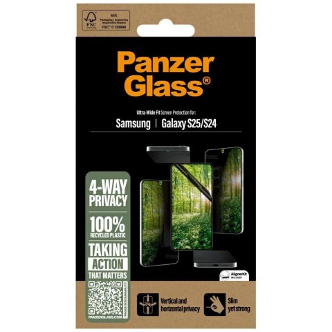 Szkło prywatyzujące PanzerGlass Eco Matrix Ultra-Wide Fit do Samsung Galaxy S25 Szkło prywatyzujące PanzerGlass Eco Matrix Ultra-Wide Fit do Samsung Galaxy S25