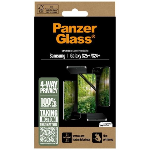 Szkło prywatyzujące PanzerGlass Eco Matrix Ultra-Wide Fit do Samsung Galaxy S25+ Szkło prywatyzujące PanzerGlass Eco Matrix Ultra-Wide Fit do Samsung Galaxy S25+