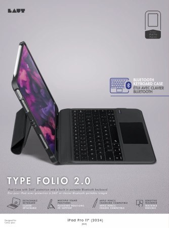 Etui Laut Type Folio 2 z klawiaturą Bluetooth na iPad Pro 11" M4 (2024) - czarne Etui Laut Type Folio 2 z klawiaturą Bluetooth na iPad Pro 11" M4 (2024) - czarne