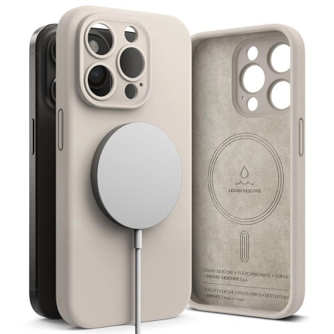 Etui Ringke Silicone MagSafe na iPhone 15 Pro Max - beżowy Etui Ringke Silicone MagSafe na iPhone 15 Pro Max - beżowy