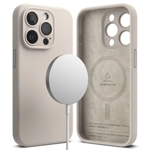 Etui Ringke Silicone MagSafe na iPhone 15 Pro Max - beżowy Etui Ringke Silicone MagSafe na iPhone 15 Pro Max - beżowy
