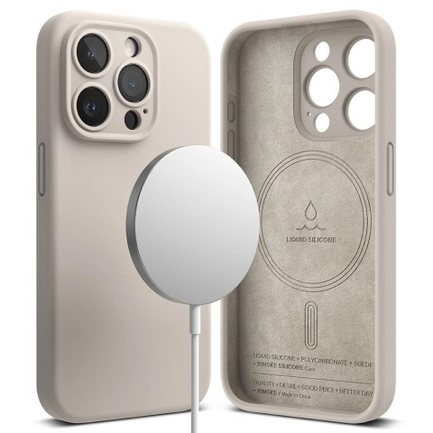 Etui Ringke Silicone MagSafe na iPhone 15 Pro - beżowy