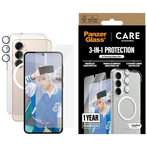 Zestaw ochronny CARE by PanzerGlass Flagship 3w1 Etui+Szkło+Lens do Samsung Galaxy S25+ Zestaw ochronny CARE by PanzerGlass Flagship 3w1 Etui+Szkło+Lens do Samsung Galaxy S25+