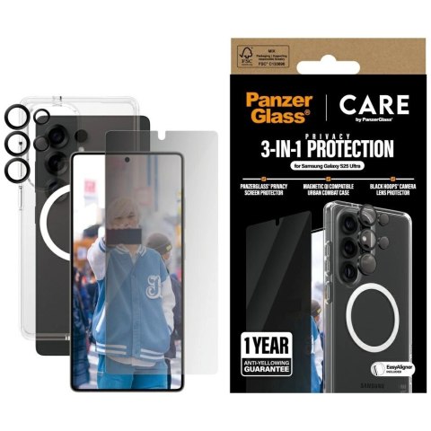 Zestaw ochronny CARE by PanzerGlass Flagship 3w1 Etui+Szkło Prywatyzujące+Lens do Samsung Galaxy S25 Ultra Zestaw ochronny CARE by PanzerGlass Flagship 3w1 Etui+Szkło Prywatyzujące+Lens do Samsung Galaxy S25 Ultra