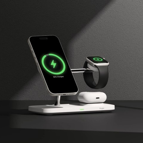 Bezprzewodowa ładowarka Ringke 3w1 QI2 MagSafe - biały Bezprzewodowa ładowarka Ringke 3w1 QI2 MagSafe - biały