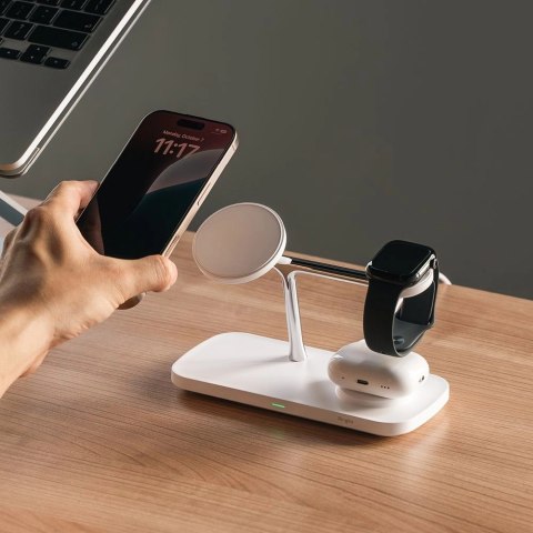 Bezprzewodowa ładowarka Ringke 3w1 QI2 MagSafe - biały Bezprzewodowa ładowarka Ringke 3w1 QI2 MagSafe - biały