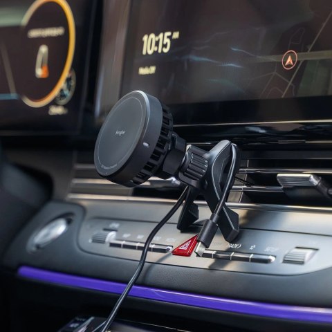 Bezprzewodowa ładowarka samochodowa Ringke Peltier QI2 MagSafe 15W do kratki nawiewu - czarny