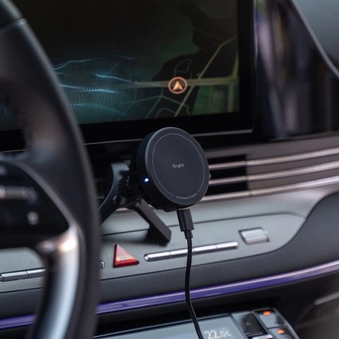 Bezprzewodowa ładowarka samochodowa Ringke Peltier QI2 MagSafe 15W do kratki nawiewu - czarny