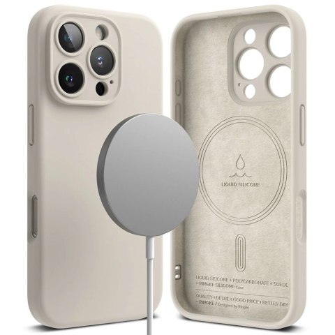 Etui Ringke Silicone MagSafe na iPhone 16 Pro - beżowy