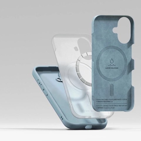 Etui Ringke Silicone MagSafe na iPhone 16 - niebieski