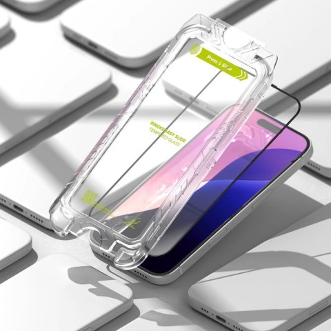 Szkło hartowane Ringke Easy Slide 2-pack z czarną ramką na iPhone 15 / 16