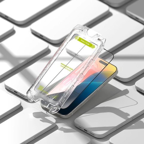 Szkło hartowane z czarną ramką Ringke Easy Slide 2-pack na iPhone 16 Pro Max Szkło hartowane z czarną ramką Ringke Easy Slide 2-pack na iPhone 16 Pro Max