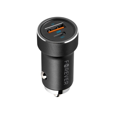 Forever ładowarka samochodowa PD QC CC-06 1x USB-C 1x USB 20W czarna + kabel USB-C - Lightning 27W Forever ładowarka samochodowa PD QC CC-06 1x USB-C 1x USB 20W czarna + kabel USB-C - Lightning 27W