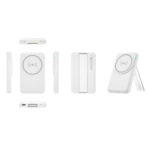 Forever stacja ładująca bezprzewodowa magnetyczna z power bankiem MACS-100 biała 5w1 Forever stacja ładująca bezprzewodowa magnetyczna z power bankiem MACS-100 biała 5w1