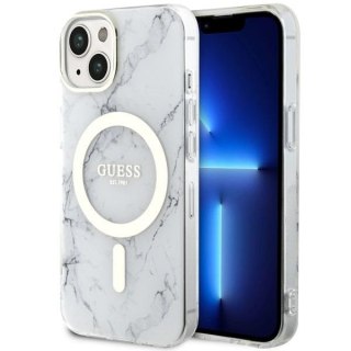 Guess nakładka do iPhone 14 6,1" GUHMP14SPCUMAH biała hard case Marble MagSafe