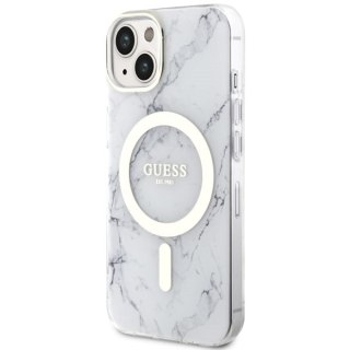 Guess nakładka do iPhone 14 6,1" GUHMP14SPCUMAH biała hard case Marble MagSafe