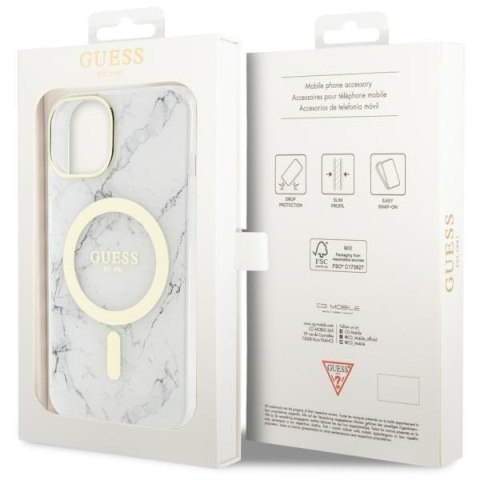 Guess nakładka do iPhone 14 6,1" GUHMP14SPCUMAH biała hard case Marble MagSafe Guess nakładka do iPhone 14 6,1" GUHMP14SPCUMAH biała hard case Marble MagSafe