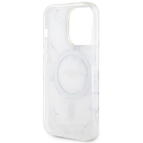 Guess nakładka do iPhone 14 Pro 6,1" GUHMP14LPCUMAH biała hard case Marble MagSafe