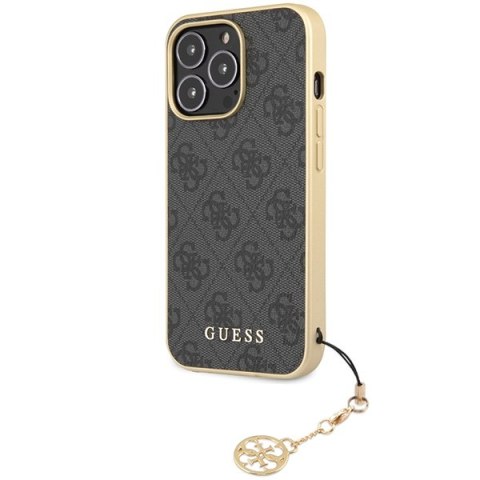Guess nakładka do iPhone 14 Pro 6,7" GUHCP14XGF4GGR szara HC PU 4G Charm