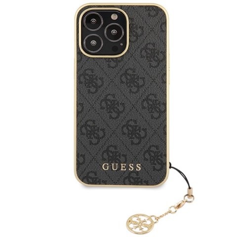 Guess nakładka do iPhone 14 Pro 6,7" GUHCP14XGF4GGR szara HC PU 4G Charm