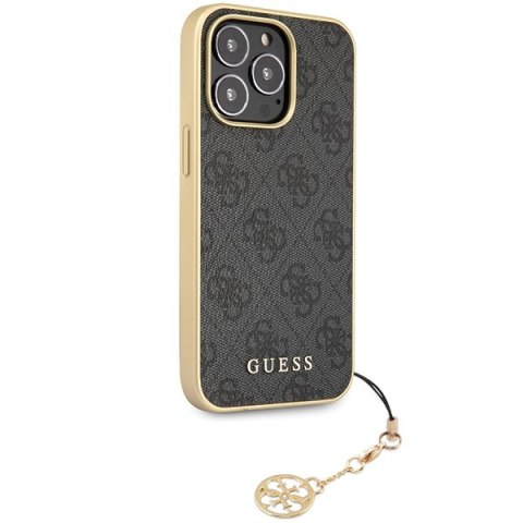 Guess nakładka do iPhone 14 Pro 6,7" GUHCP14XGF4GGR szara HC PU 4G Charm