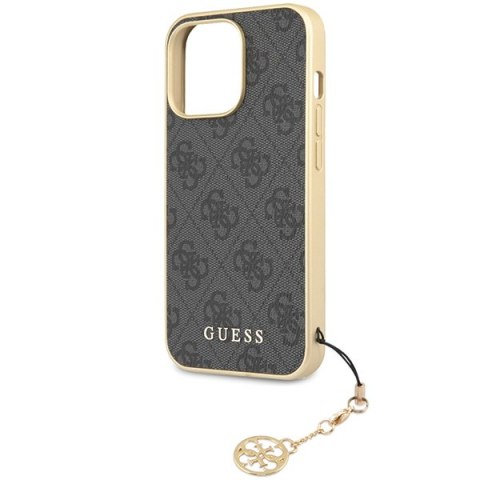 Guess nakładka do iPhone 14 Pro 6,7" GUHCP14XGF4GGR szara HC PU 4G Charm