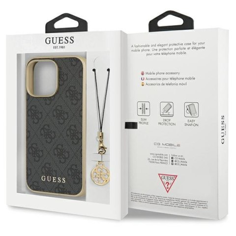Guess nakładka do iPhone 14 Pro 6,7" GUHCP14XGF4GGR szara HC PU 4G Charm