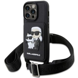 Karl Lagerfeld nakładka do iPhone 14 Pro 6,1" KLHCP14LCSAKCPMK czarna hardcase Crossbody Saffiano Karl & Choupette