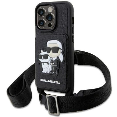Karl Lagerfeld nakładka do iPhone 14 Pro 6,1" KLHCP14LCSAKCPMK czarna hardcase Crossbody Saffiano Karl & Choupette