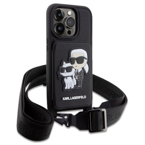 Karl Lagerfeld nakładka do iPhone 14 Pro 6,1" KLHCP14LCSAKCPMK czarna hardcase Crossbody Saffiano Karl & Choupette