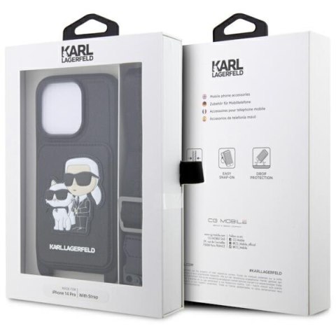 Karl Lagerfeld nakładka do iPhone 14 Pro 6,1" KLHCP14LCSAKCPMK czarna hardcase Crossbody Saffiano Karl & Choupette