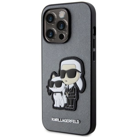 Karl Lagerfeld nakładka do iPhone 14 Pro 6,1" KLHCP14LSANKCPG srebrna hardcase Saffiano Karl & Choupette Karl Lagerfeld nakładka do iPhone 14 Pro 6,1" KLHCP14LSANKCPG srebrna hardcase Saffiano Karl & Choupette