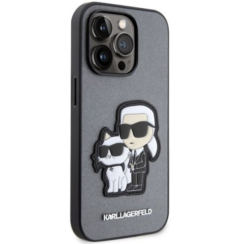 Karl Lagerfeld nakładka do iPhone 14 Pro 6,1" KLHCP14LSANKCPG srebrna hardcase Saffiano Karl & Choupette Karl Lagerfeld nakładka do iPhone 14 Pro 6,1" KLHCP14LSANKCPG srebrna hardcase Saffiano Karl & Choupette