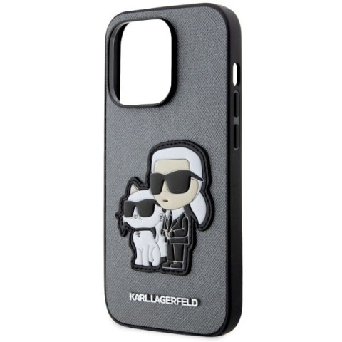 Karl Lagerfeld nakładka do iPhone 14 Pro 6,1" KLHCP14LSANKCPG srebrna hardcase Saffiano Karl & Choupette Karl Lagerfeld nakładka do iPhone 14 Pro 6,1" KLHCP14LSANKCPG srebrna hardcase Saffiano Karl & Choupette