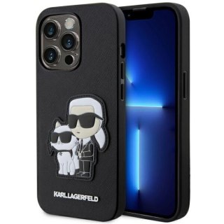 Karl Lagerfeld nakładka do iPhone 14 Pro 6,1" KLHCP14LSANKCPK czarna hardcase Saffiano Karl & Choupette