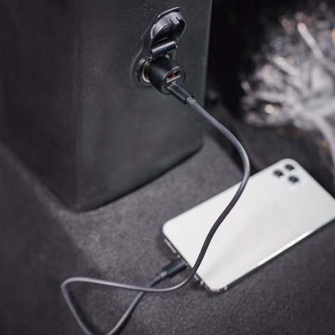 Maxlife ładowarka samochodowa PD QC MXCC-04 1x USB-C 1x USB 20W czarna + kabel USB-C - USB-C 60W Maxlife ładowarka samochodowa PD QC MXCC-04 1x USB-C 1x USB 20W czarna + kabel USB-C - USB-C 60W