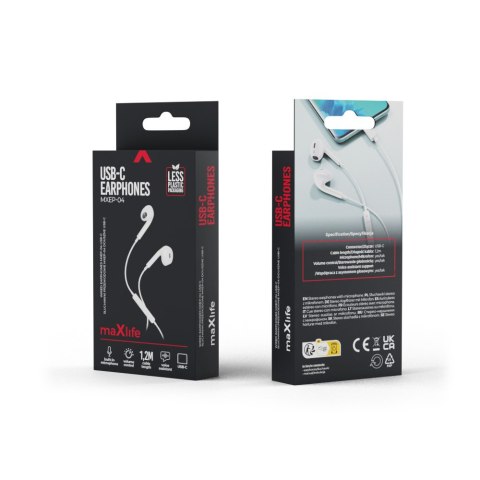 Maxlife słuchawki przewodowe MXEP-04 douszne USB-C białe Maxlife słuchawki przewodowe MXEP-04 douszne USB-C białe