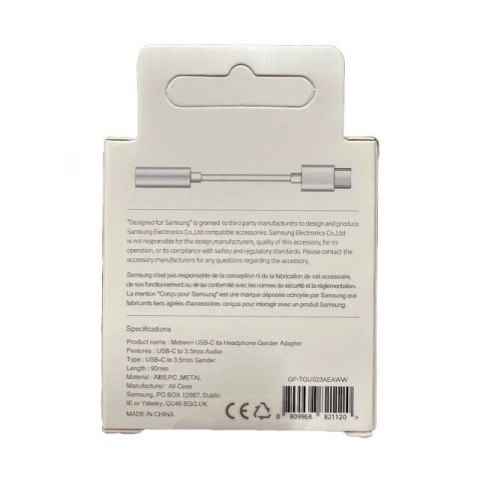 Adapter Samsung GP-TGU023AE DAC USB-C do mini jack 3.5mm - biały Adapter Samsung GP-TGU023AE DAC USB-C do mini jack 3.5mm - biały