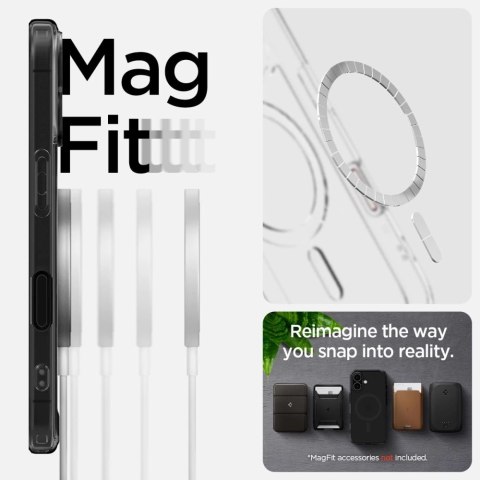 Etui Spigen Ultra Hybrid "T" MagSafe na iPhone 16e - półprzezroczysto-czarne Etui Spigen Ultra Hybrid "T" MagSafe na iPhone 16e - półprzezroczysto-czarne