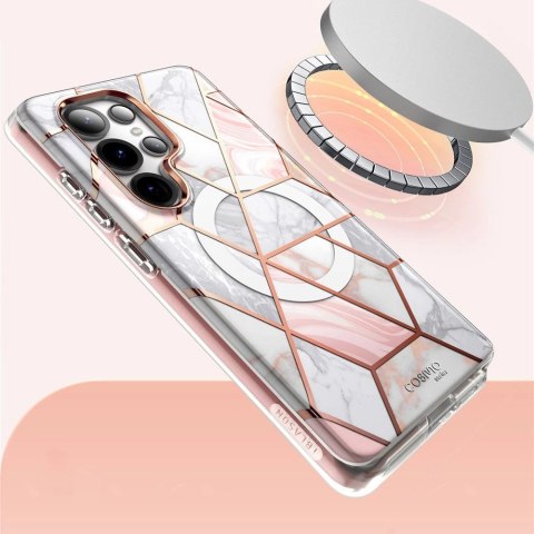 Etui Supcase Cosmo Mag na Samsung Galaxy S25 Ultra - marmurowo-różowe Etui Supcase Cosmo Mag na Samsung Galaxy S25 Ultra - marmurowo-różowe