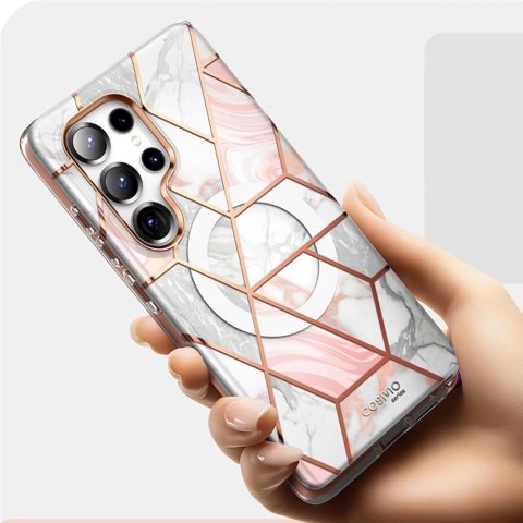 Etui Supcase Cosmo Mag na Samsung Galaxy S25 Ultra - marmurowo-różowe Etui Supcase Cosmo Mag na Samsung Galaxy S25 Ultra - marmurowo-różowe